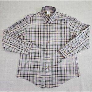 Brooks Brothers Shirt Men's XL Grey Gray Plaid Long Sleeve Supima Cotton EUC LN